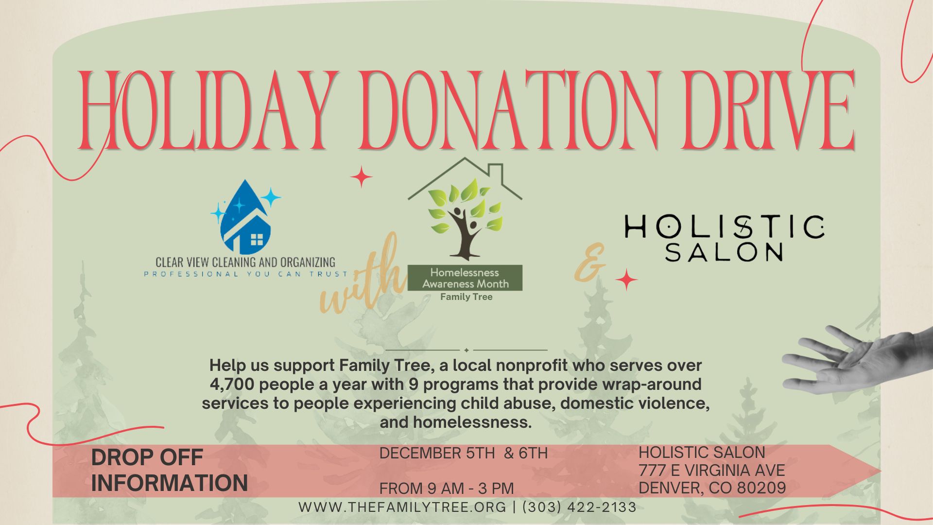 Clearview Cleaning and Organizing Supports Holiday Donation Drive with Family Tree Holiday Donation Denver Outreach