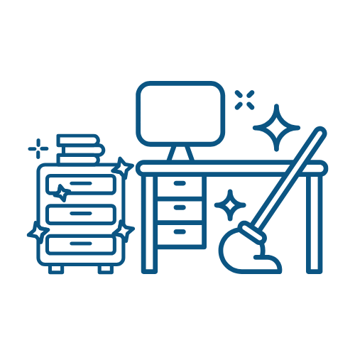 home organized with computer desk and dresser cleaned