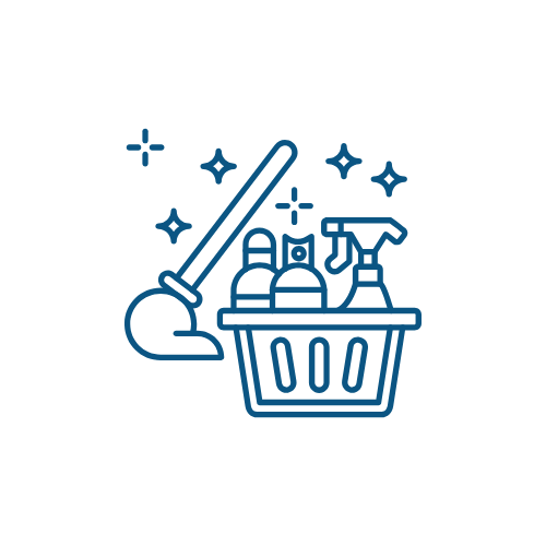 Mop bucket full of cleaning supplies